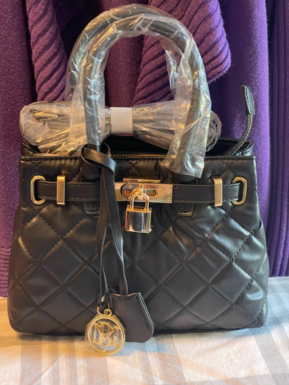 Badgley Mischka Diamond Quilt Faux Leather Tote Bag,